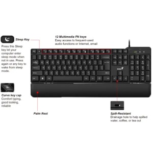 Žičana tastatura KB-100XP USB YU palm rest crna Genius 4710268260196 - Img 2