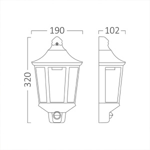 Zidna lampa fenjer 1xE27 sa senzorom Braytron BG44-20100 - Img 2