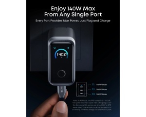 Zidni punjač Anker Prime 160W GaN 3x USB-C srebrni - Img 5