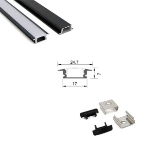 Aluminijumski Led Profil Crni Ugradni 2m Lt100 Aura 171013991 - Img 2