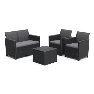 Baštenska garnitura Claire 2 seater sa box stolom grafit siva Keter CU 253084