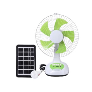 Bežični stoni ventilator sa solarnim panelom i LED lampom Eurolamp 10W Li-ion 4400mAh zelena bela