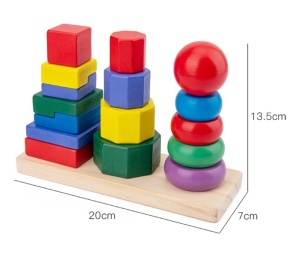 Drvena Igračka Set Slagalice Geometrijski Oblici 24m+ BBO GB-041
