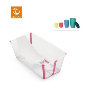 Kadica za bebe na sklapanje Flexi Bath Transparent Pink Stokke 553502