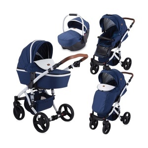 Kolica za bebe Rimini set Dark Blue Flowers Lorelli 10021051959P
