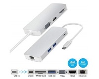 Kućište za disk Adapter-konvertor TIP C na VGA+HDMI+SD/MICRO SD+RJ 45+2xUSB3.0+TIP C Fast Asia OST04560