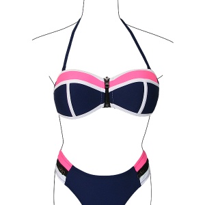 Kupaći kostim dvodelni teget roze beli LV-8541