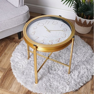 Metalni stočić sa ugrađenim satom 42x40cm Vilde 569726 - Img 4