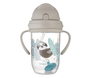 Neprosipajuća Sportska Šolja Sa Slamcicom 270ml Non-spill Siva Canpol Babies Exotic Animals 56/606_grey - Img 2