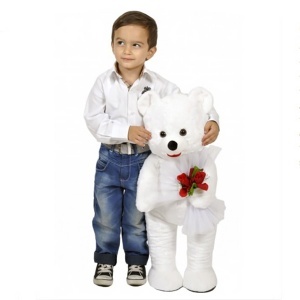 Plišana igračka Meda 75cm beli sa ružom Selay 108002