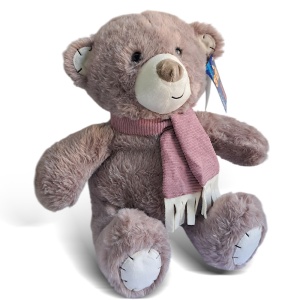 Plišani bordo meda sa roze šalom 32cm 1039163