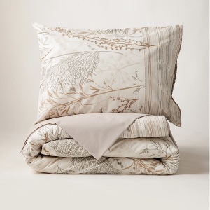 Posteljina Set 2 dela 140x200cm pamučni šifon bež sa grančicama - Img 3