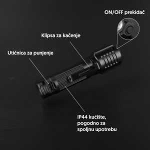 Punjiva LED baterijska lampa 3W Xpe LED PL6721 - Img 2