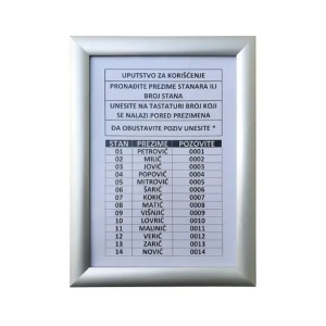 Ram za spisak stanara Teh-Tel T875