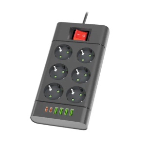 Razvodnik sa 6 mesta 2m 1.5mm2+pr. 4xUSB+2xtip C Prosto NV614U-2/BK