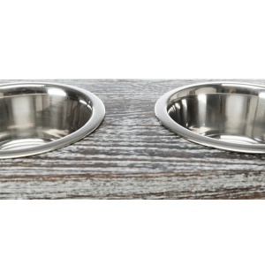 Set posuda za hranu i vodu metal drvo 2x0,2L 10cm Trixie 24356 - Img 2