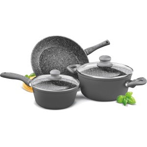 Set šerpi sa poklopcem Lamart LT1177 aluminijum 3 komada sivi - Img 3