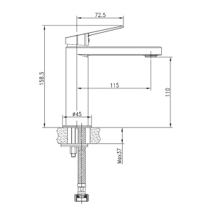 Stojeća baterija za lavabo Wisla crna 25mm Conart SACWI1 - Img 2