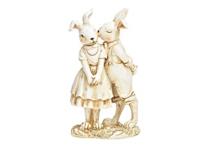 Uskršnja dekoracija Rabbits Poly White 16cm 039740