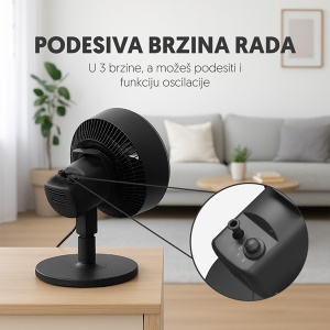 Ventilator Turbo 75W podesiva visina Prosto SF10C/BK - Img 2