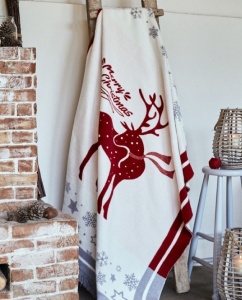 Ćebe Cotton Christmas 200x230 Raindeer Red 023777