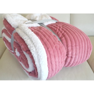 Ćebe sa krznom 200x200 roze rebra 50117 5016