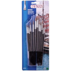 Četkice za slikanje zaobljene 12pcs Artico 33880
