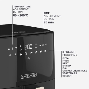 Friteza na vruć vazduh 1300W 5l Black Decker BXAF5000E - Img 4