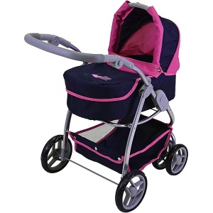 Kolica za lutku sa nosiljkom srca tamno-plava roze Coco Knorr Toys 907333 - Img 2