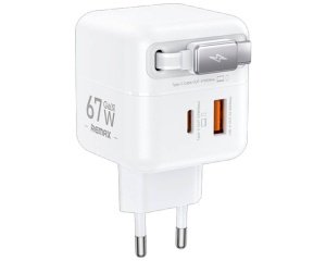 Kućni punjač Remax Dolly GaN 67W USB-A i USB-C beli