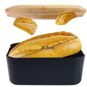 Kutija za hleb bambus 33 x 18,5 x 12 cm crna Vilde 259301 - Img 2