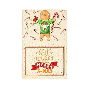 Novogodišnja kuhinjska krpa Best wishes for a Merry X-mas 50x70cm krem