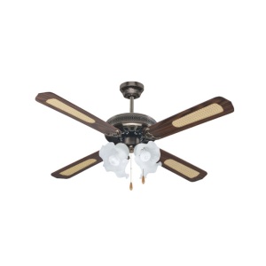 Plafonski ventilator sa 4 svetla Eurolamp 125cm 70W E27 antička bronza