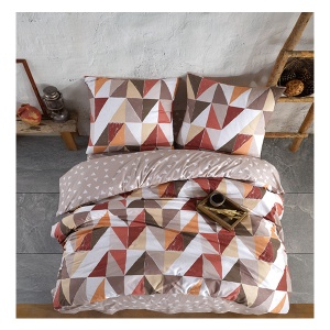 Posteljina Set 2 dela 200x200cm pamučni šifon Trouglići Braon bež crvena