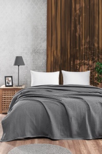 Prekrivač Pique Vafel 160x230 tamno siva 024107