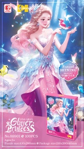 Puzzle svetlucave princeza sa ptičicom 100 delova