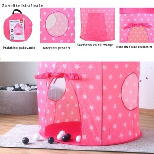 Šator za decu 105 x 135 cm sa zvezdicama belo-roze Knorr 555428 - Img 4