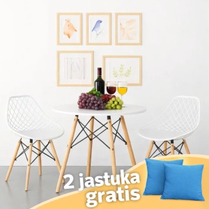 Set trpezarijskih plastičnih stolica 2+1 sto Skandi bela Lemon 25-KS008-25-KS001