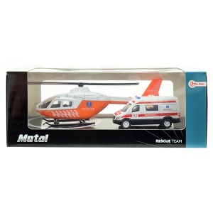 Set vozila Helikopter i Hitna Pomoć metal Toi Toys 235266 - Img 2