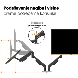 Stoni nosač za dva monitora 17-32in Prosto MH311D - Img 2