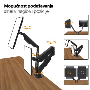 Stoni nosač za dva monitora 17-32in Prosto MH311D - Img 4