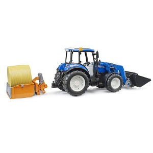Traktor New Holland T5 sa kašikom i balom 45x12,5x19,5cm Bruder 021870 - Img 4