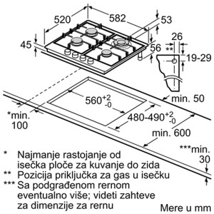 Ugradna ploča za kuvanje plin 60cm serija 6 Bosch PCH6A5M90 - Img 4