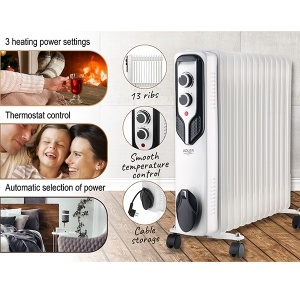 Uljani radijator sa 13 rebara 2500 W sa termostatom beli Adler AD7818 - Img 4