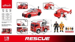Vatrogasni set sa kamionom, automobilom i helikopterom
