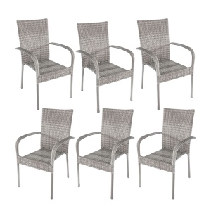 Bay stolica od ratana siva (set 6 stolica) Green bay
