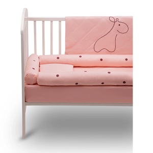 Bebi posteljina sa ogradicom set pamučni saten roze - Img 3