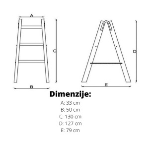 Drvene merdevine 2x4 gazišta 40560 - Img 2