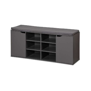 Drveni cipelarnik sivi sa jastukom za sedenje 103X48X30,5cm Kesper KSP15919