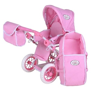 Kolica za lutke Ruby sa torbom i nosiljkom Princess white rose roze Knorrtoys 631382 - Img 2